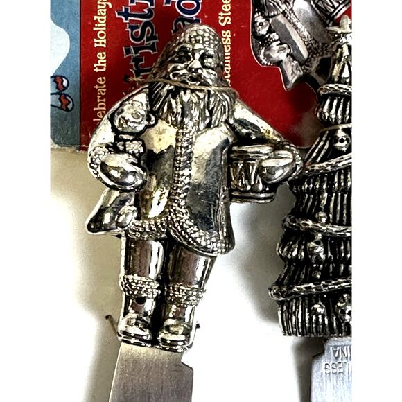 Holiday Christmas Vintage Set of Three Spreaders-Santa/Tree/Candy Cane - Picture 2 of 6